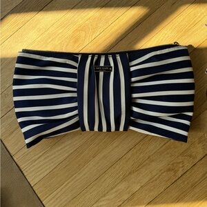 Kate Spade Navy and White Striped Bow Clutch